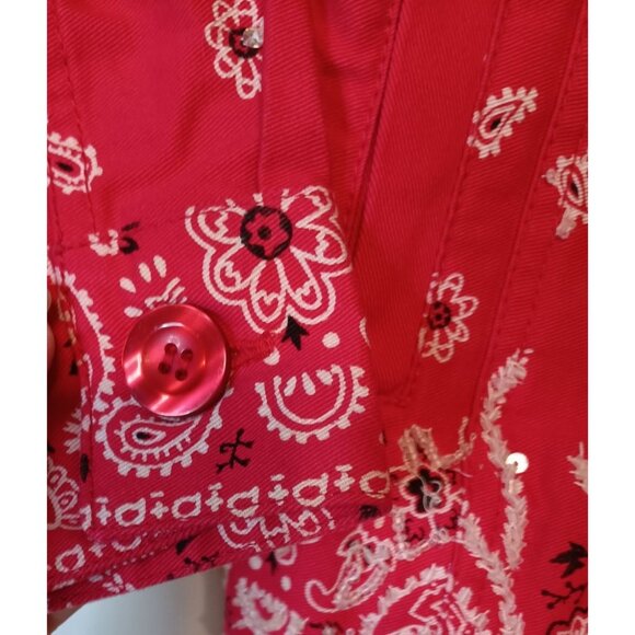 Quacker Factory Red Paisley Denim Jean Jacket, Children's Toddler 3T - Picture 4 of 7